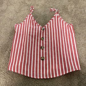 Red and White Stripped Tank Top